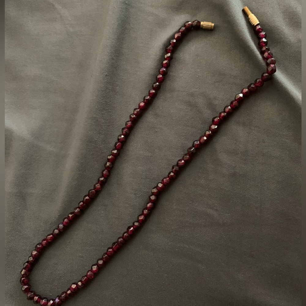 Garnet hand beaded necklace got it at an antique store yesterday in Austin!!